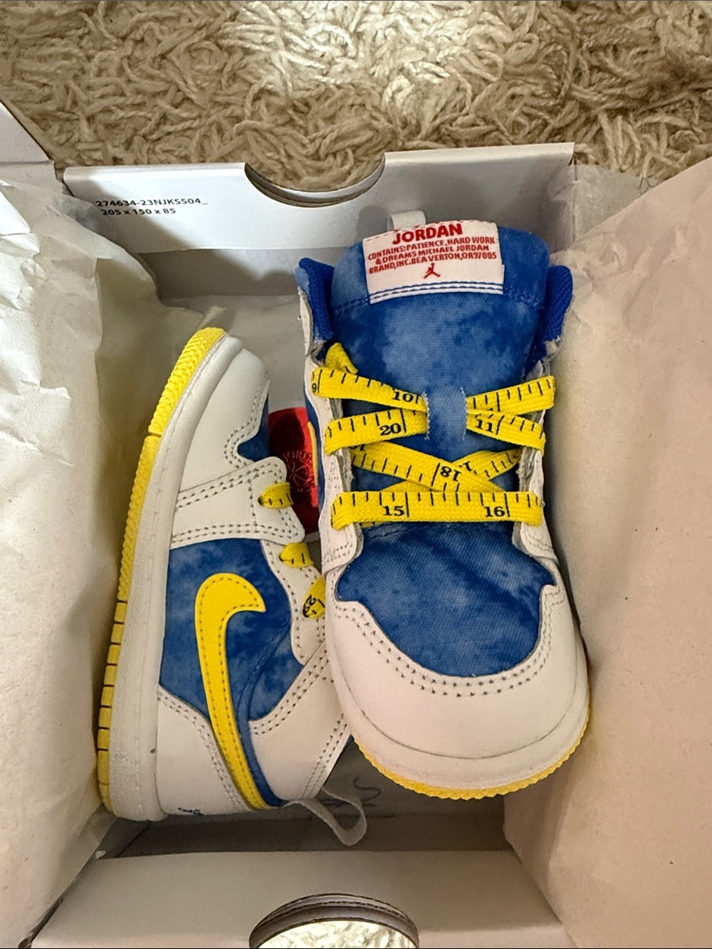 Jordan Kids' Blue and Yellow Low-Top Sneakers
